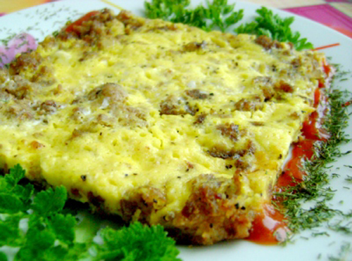 Мясо в омлете 